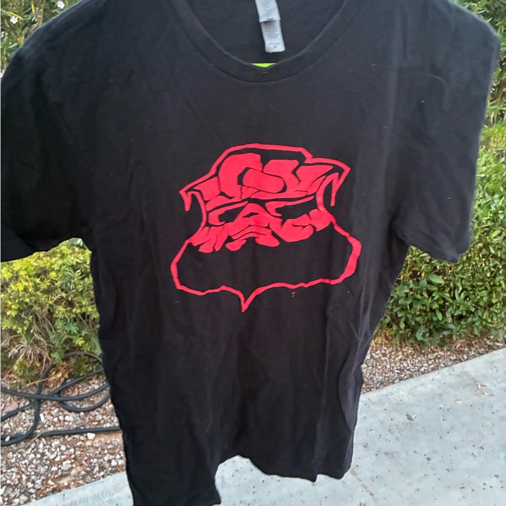 Black Graphic T-Shirt with Red Design